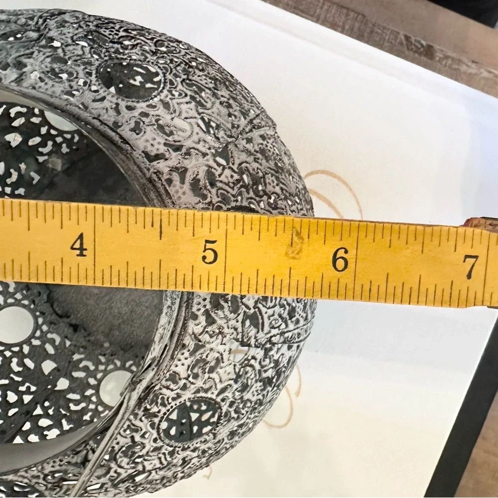 Decorative Metal Lantern Or Vase Perforated Metal With Vintage Look Handle